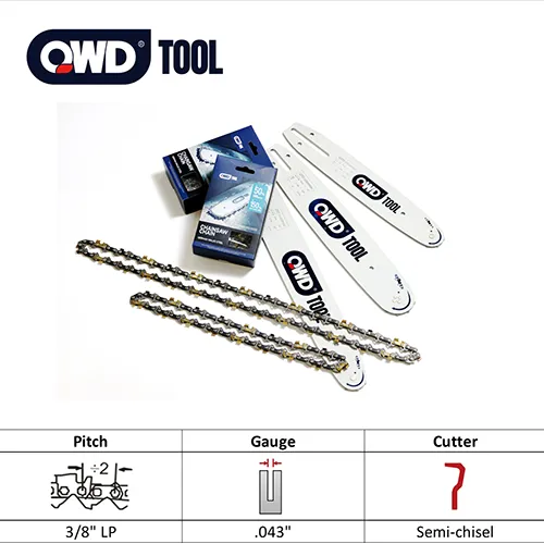 2. 3-8 LP inch pitch 043 guage semi chisel sawchain